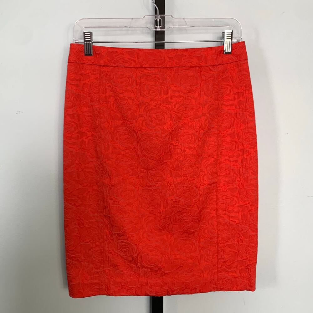 Anthropologie Coral-Orange Textured Pencil Skirt - Picture 5 of 9